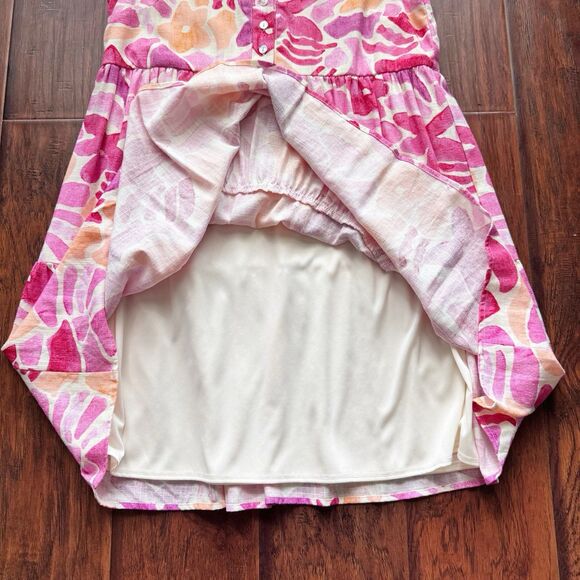 NWT Baltic Born Pink Multi Floral Cami Short Linen Blend Dress Sz S Cute Summer - Picture 12 of 16